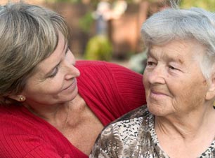 A caregiver and their mother